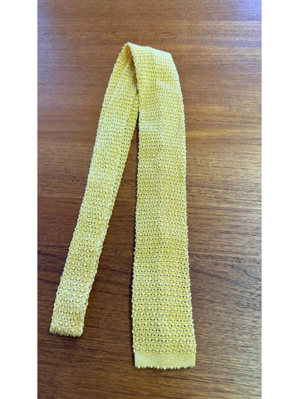 Vintage Polo By Ralph Lauren Yellow Knit Silk Tie Square End Made In Italy